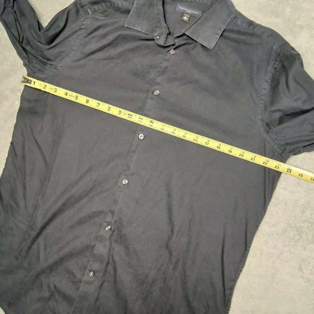 Banana Republic Mens 17 17.5 XL Black French Cuff Dress Shirt Dark Academia Goth